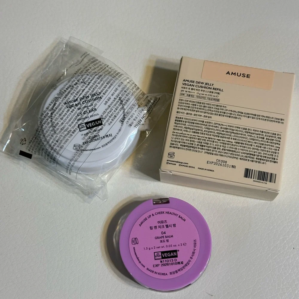 Amuse Dew Jelly Vegan Cushion Refill and Lip & Cheek Balm